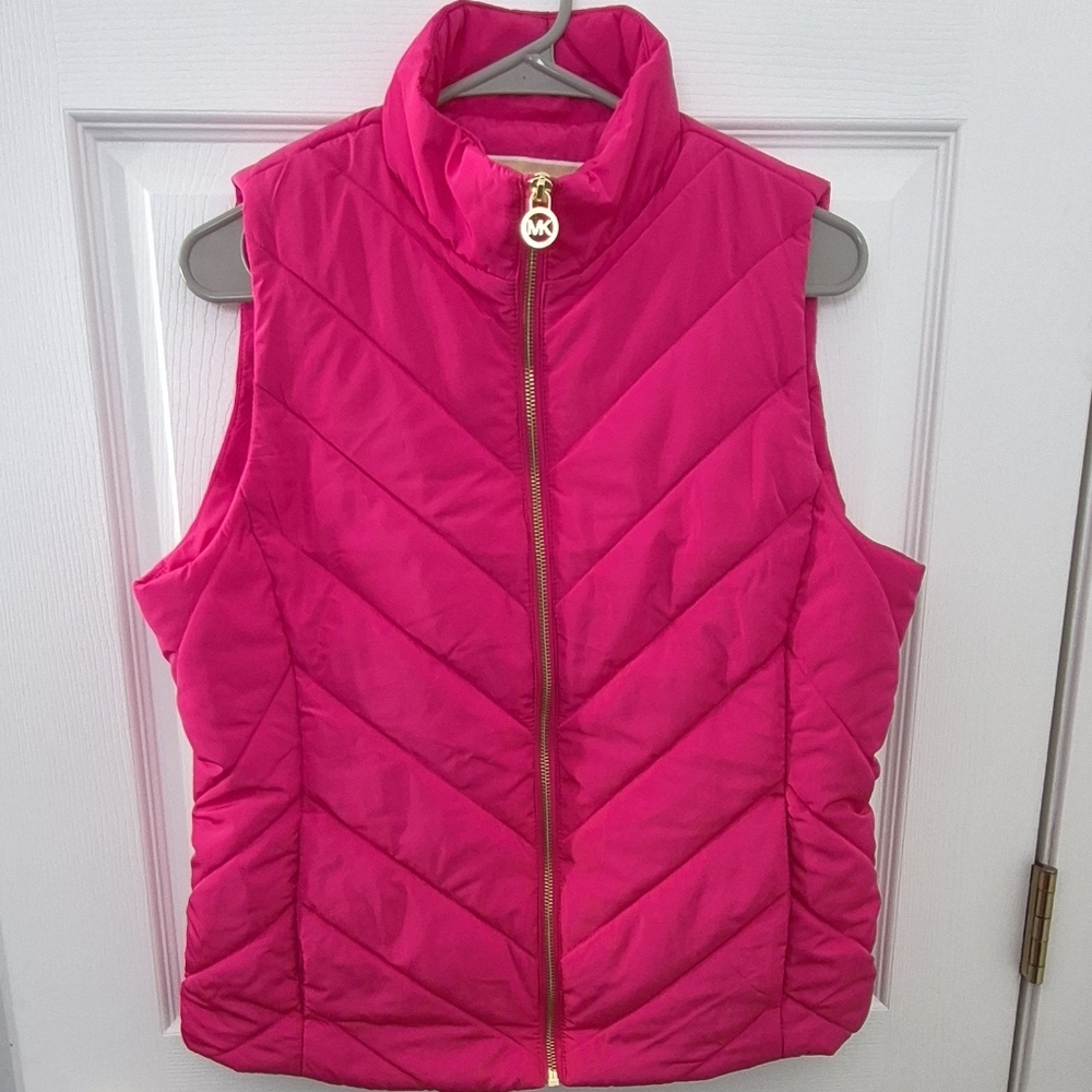MICHAEL Michael Kors Women's Electric Pink Quilted Vest M Snow Cold Weather Ski